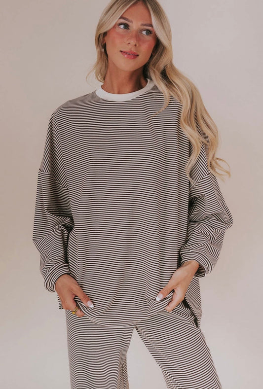 Mocha Morning Stripe Top (PREORDER 1/2 WEEKS)
