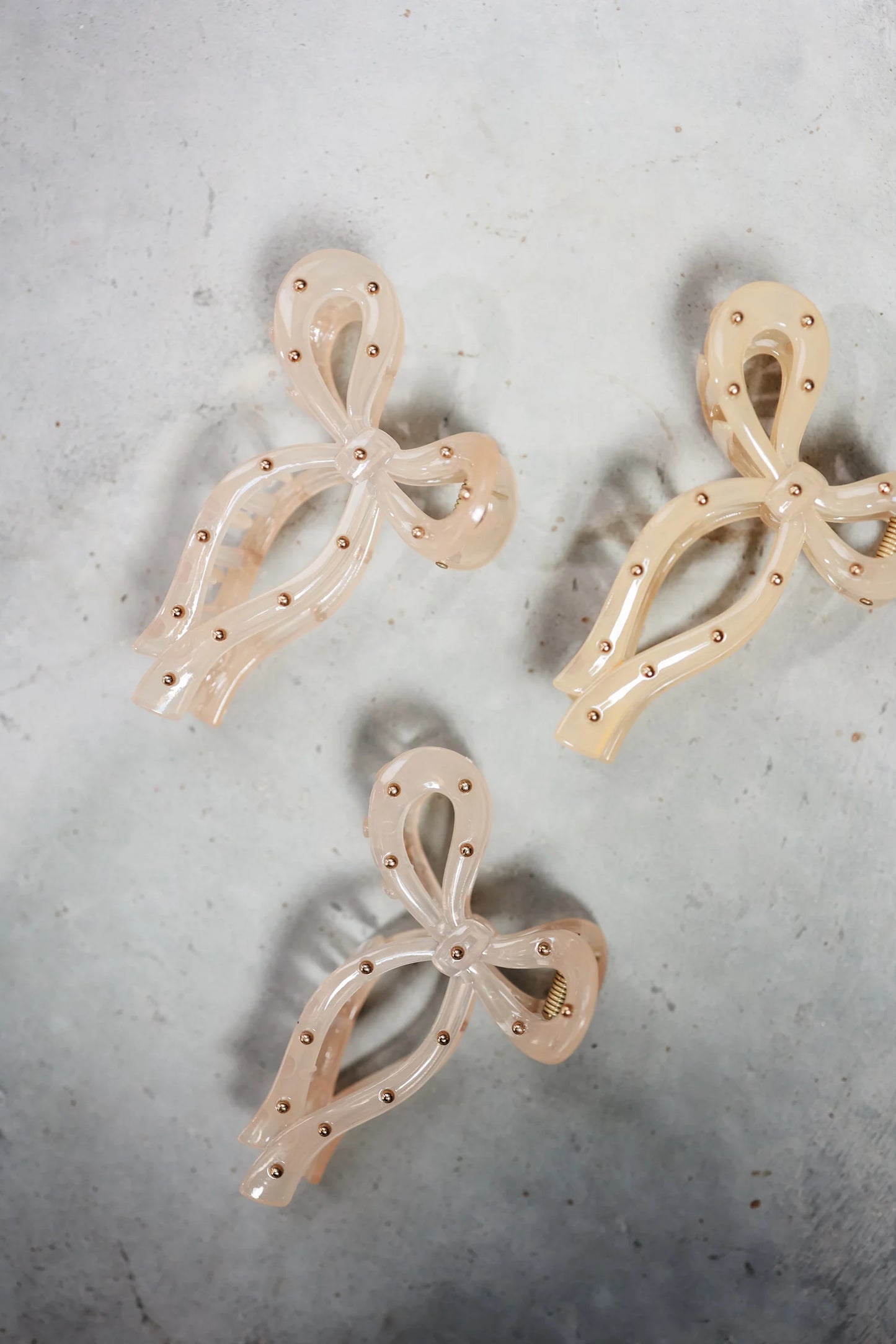 Studded Bow Clip - Ivory