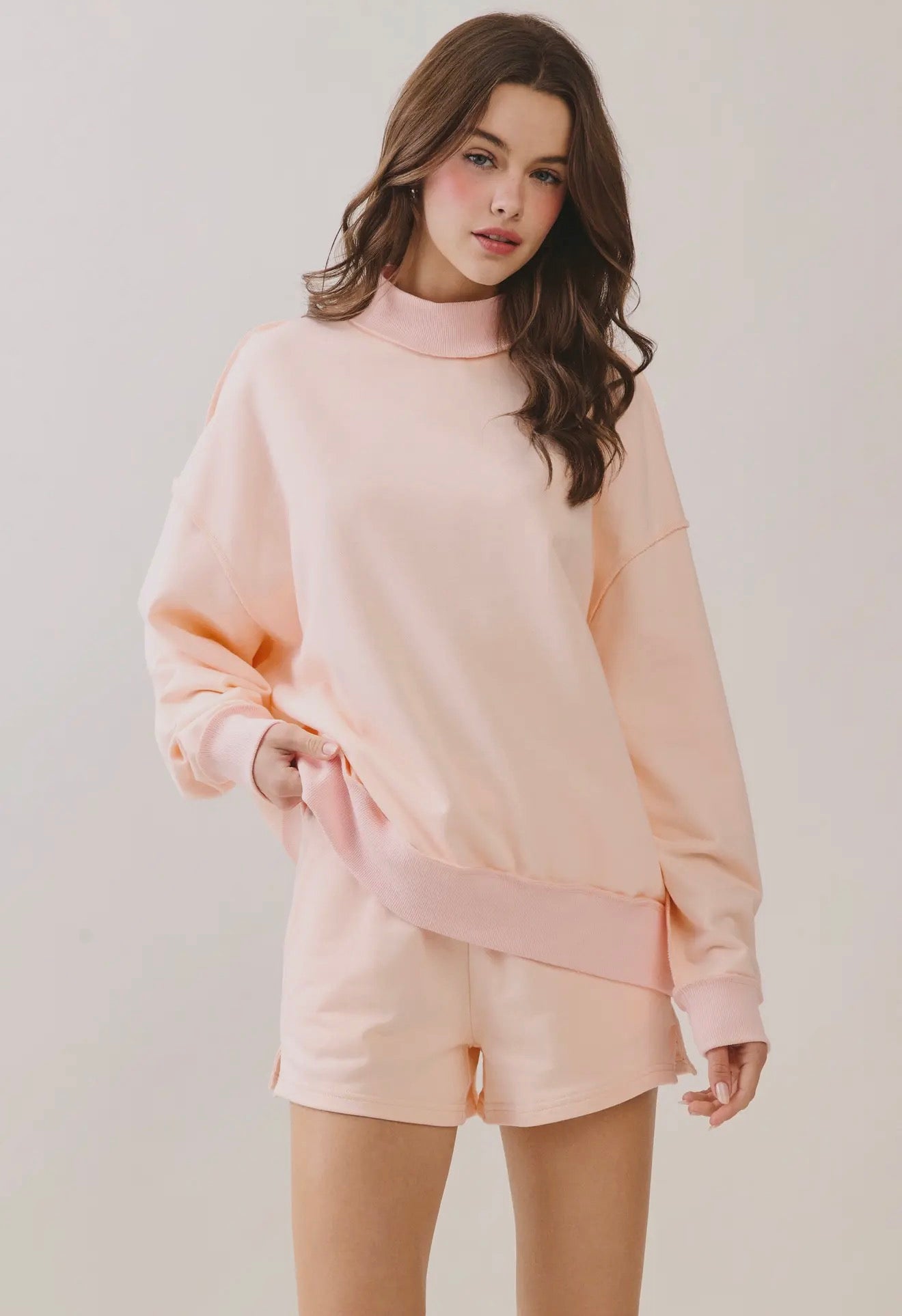 Blushing Peach Mockneck