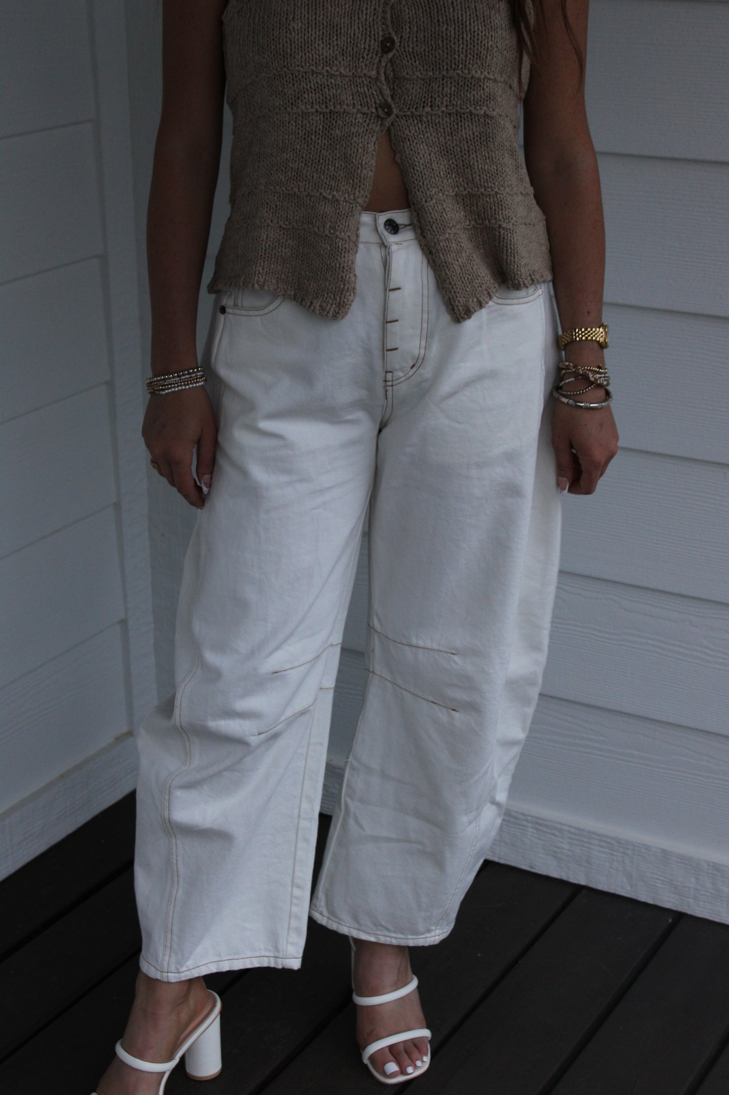 Liora Barrel Jeans - White