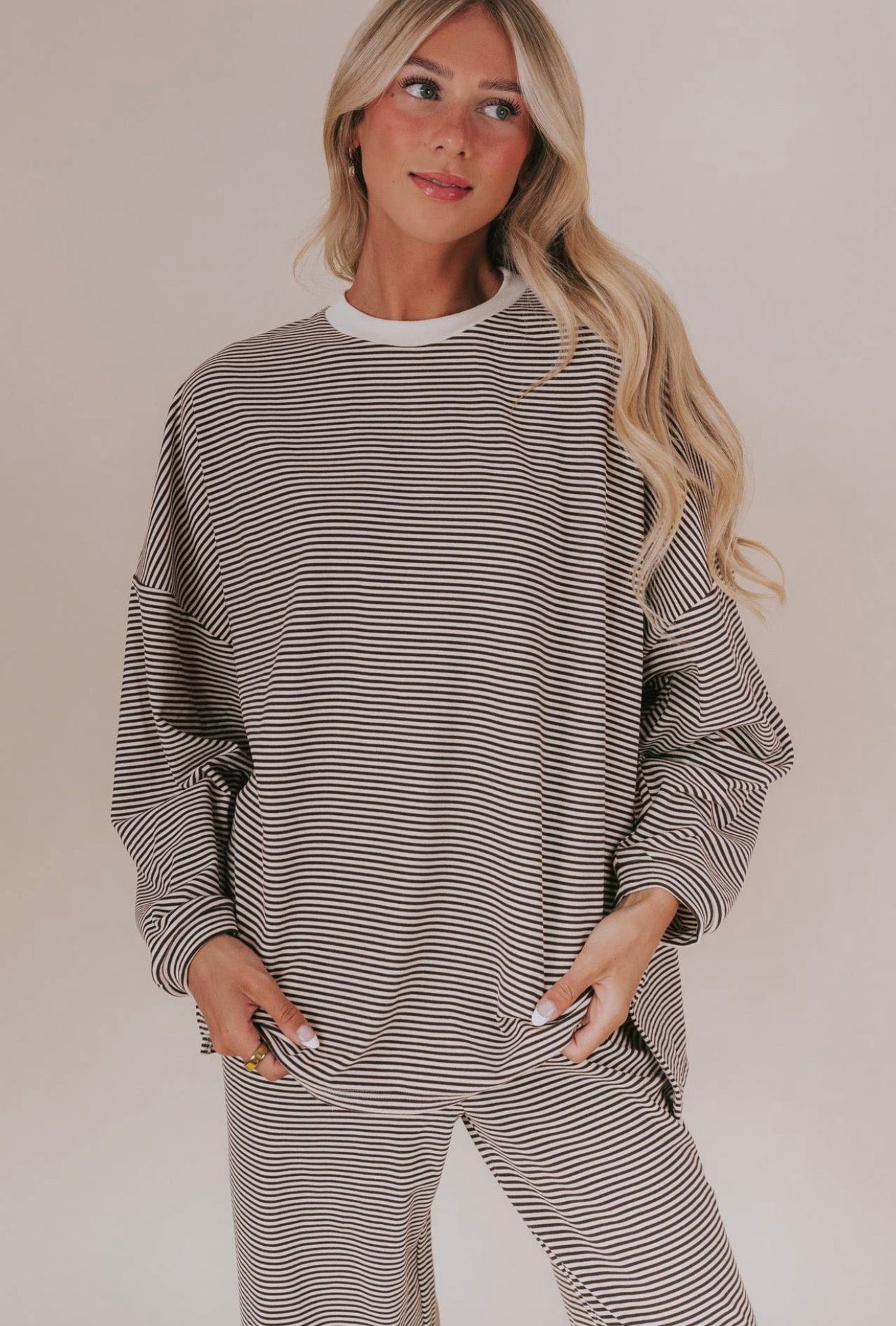 Mocha Morning Stripe Top (PREORDER 1/2 WEEKS)