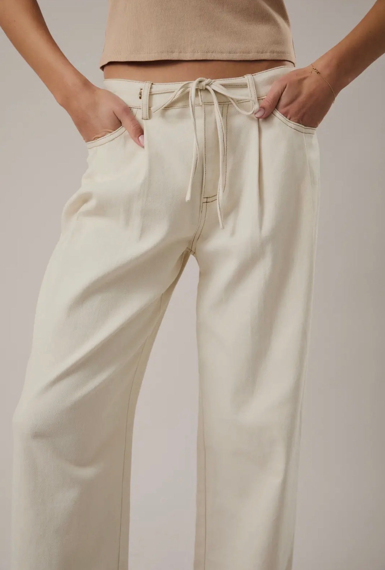 Champagne Twill Tie Pants
