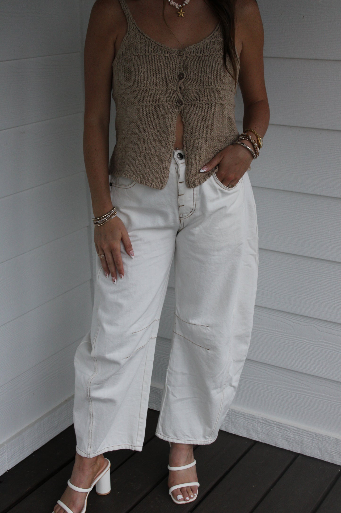 Liora Barrel Jeans - White