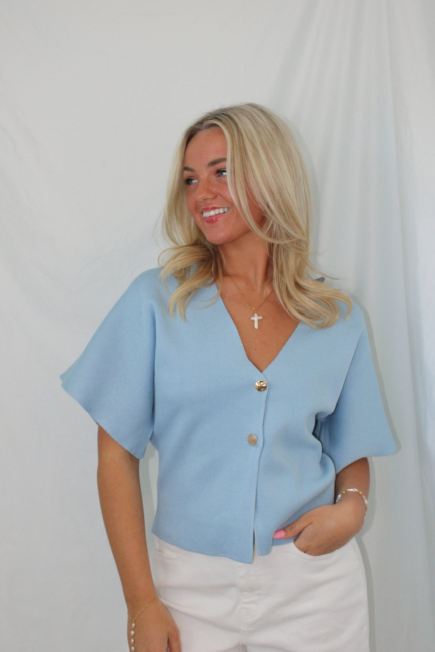Sea Glass Button Top