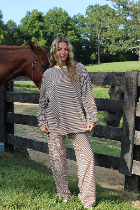 Mocha Morning Stripe Top (PREORDER 1/2 WEEKS)