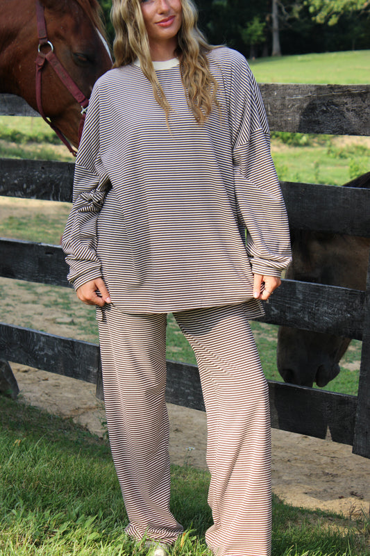 Mocha Morning Stripe Pants (PREORDER 1/2 WEEKS)