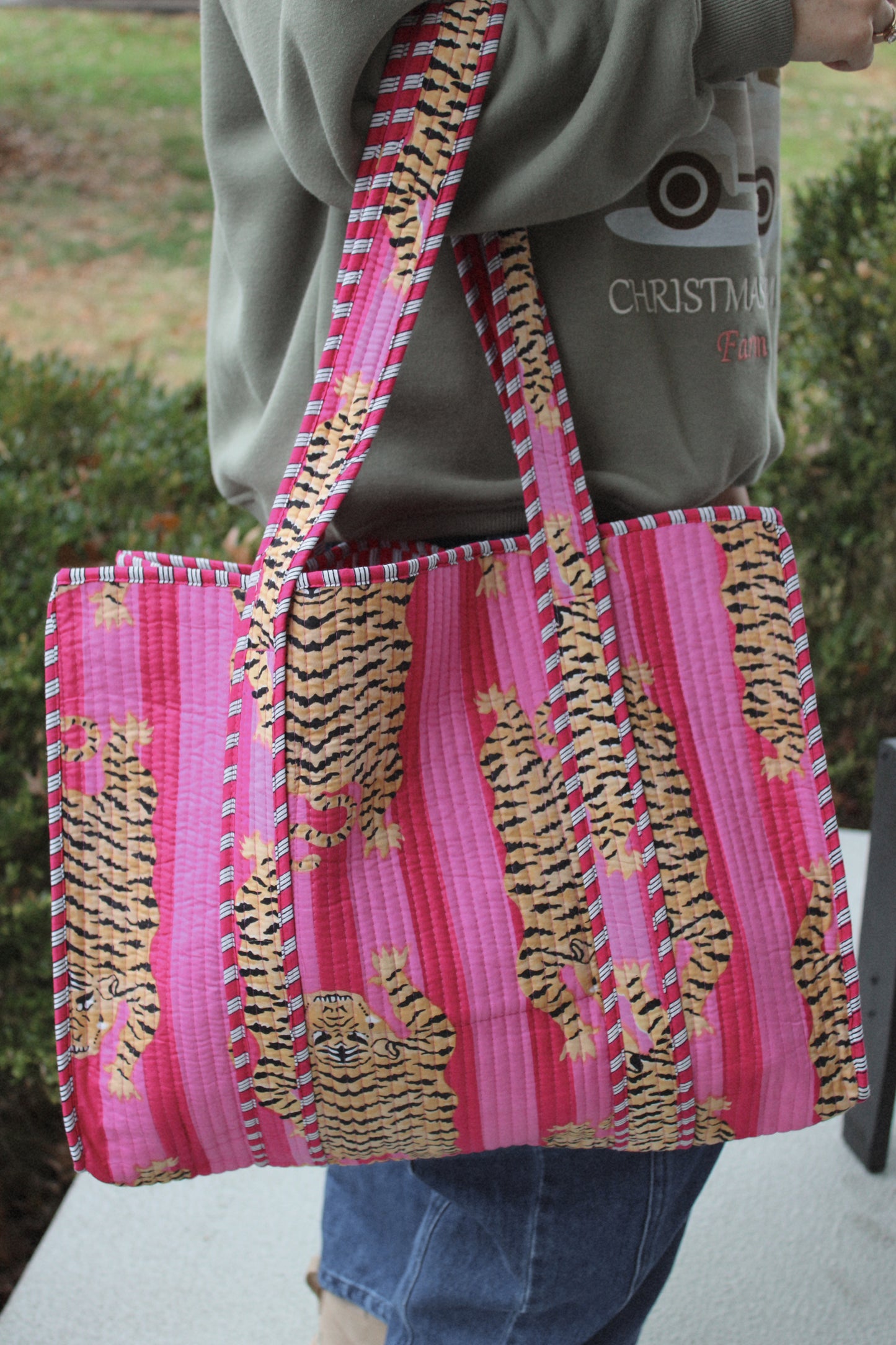 Pink Noel Tiger Tote
