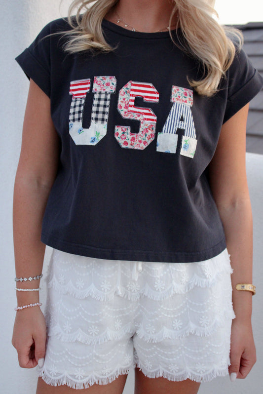 Patriotic Patchwork Tee ￼