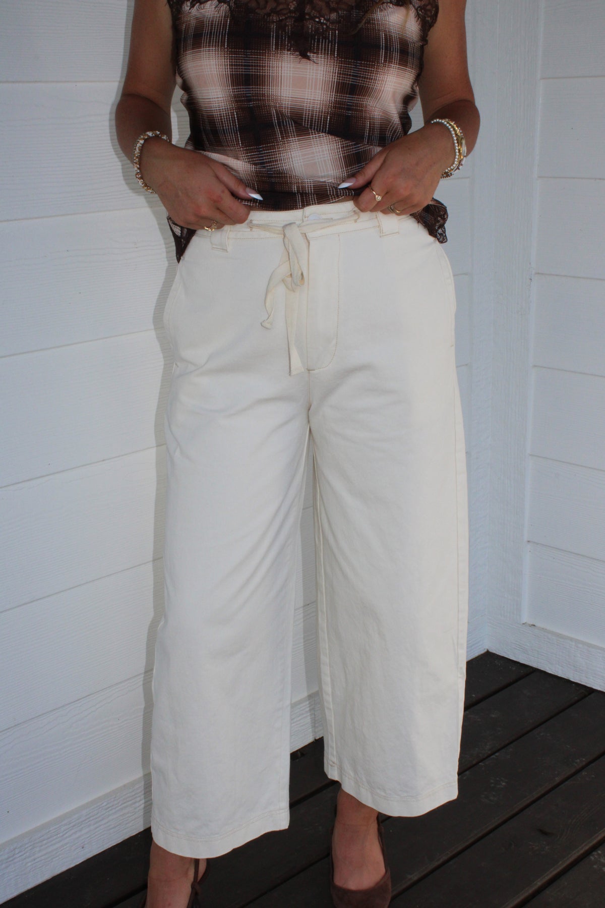 Cream Tie Pants
