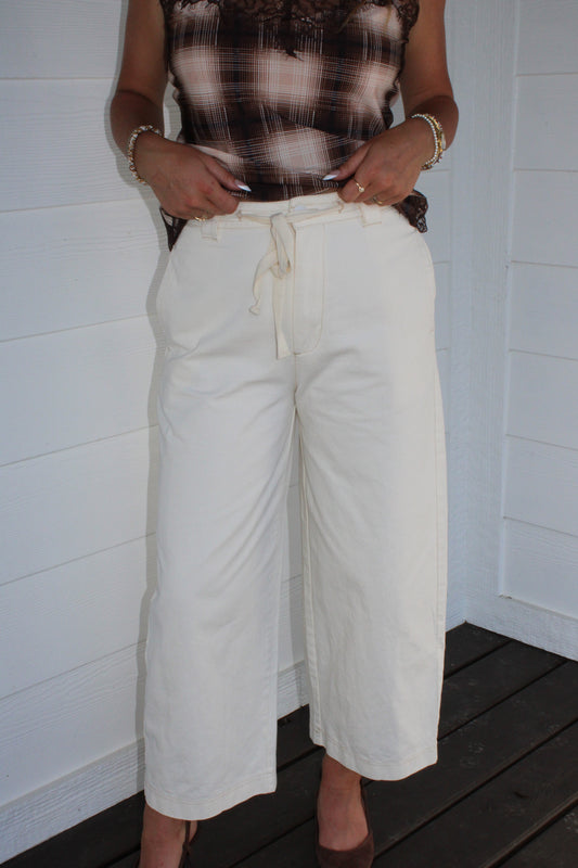 Cream Tie Pants