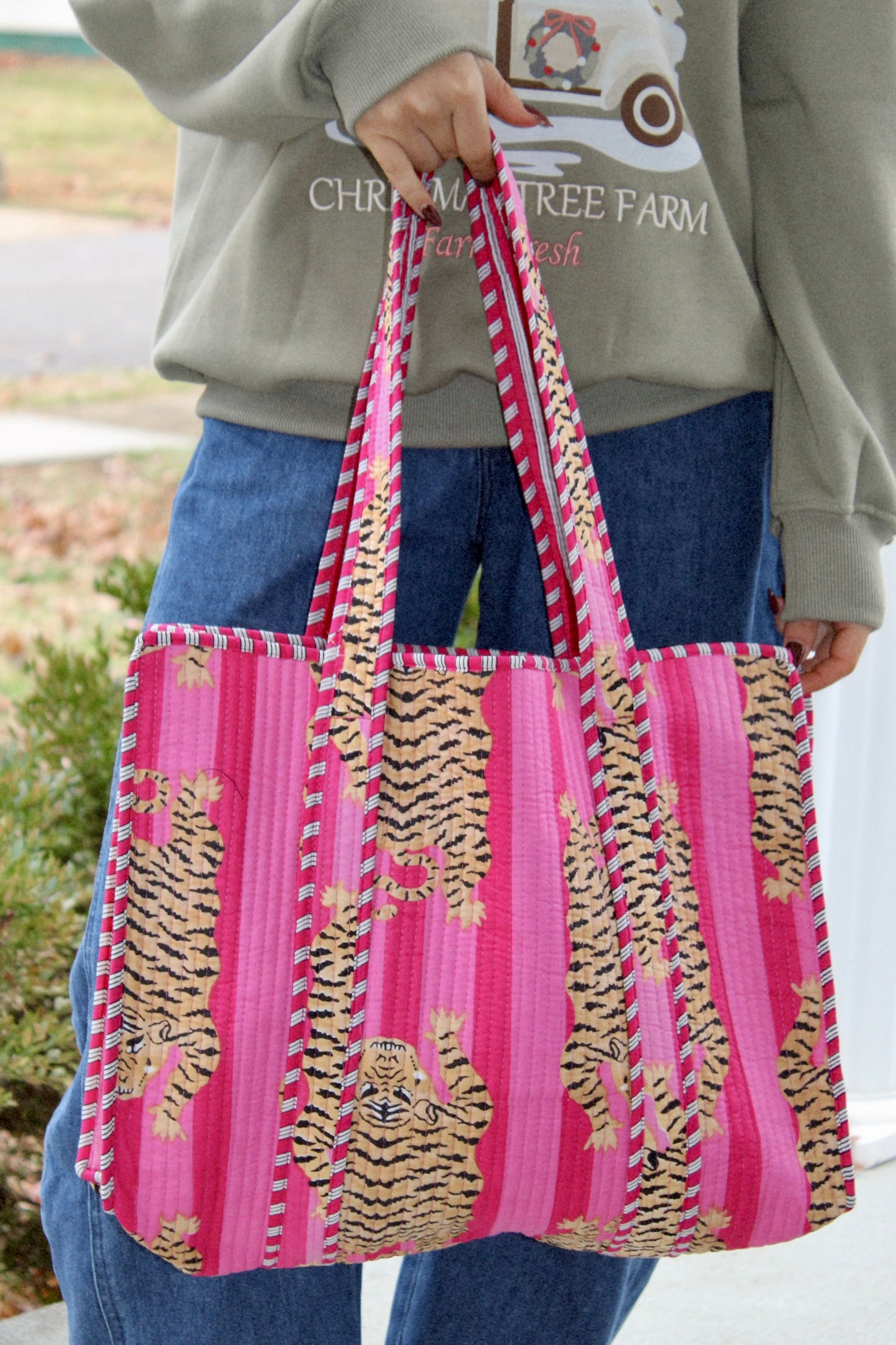 Pink Noel Tiger Tote