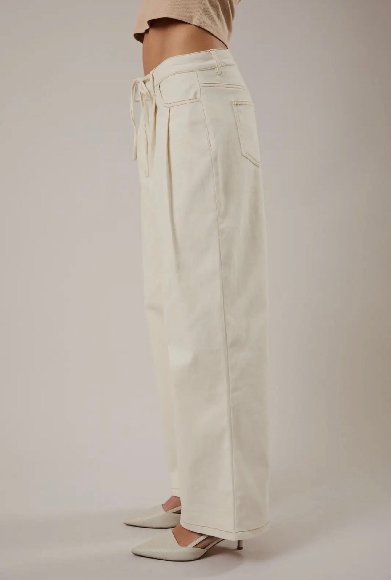 Champagne Twill Tie Pants