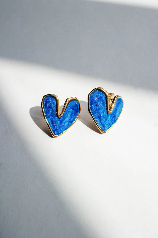 Go Big Blue Heart Studs