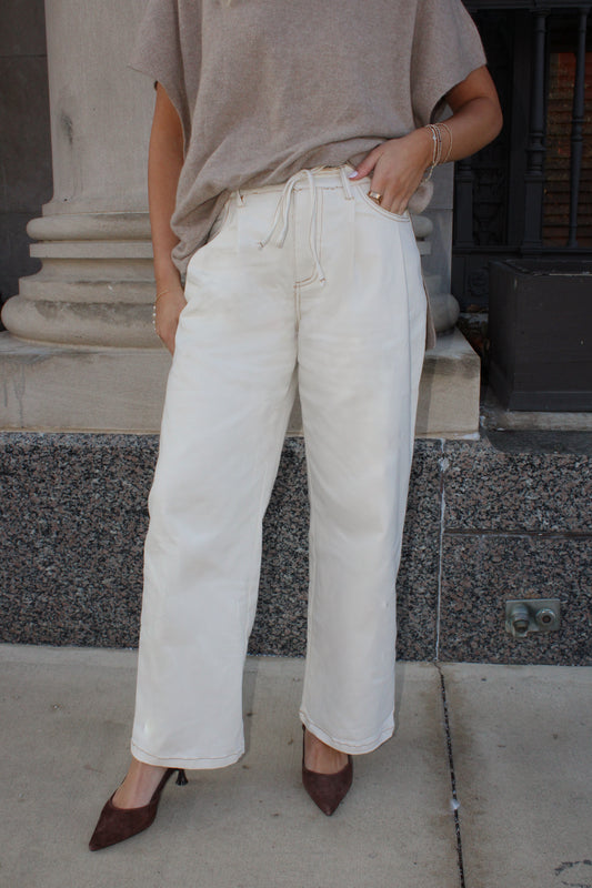 Champagne Twill Tie Pants